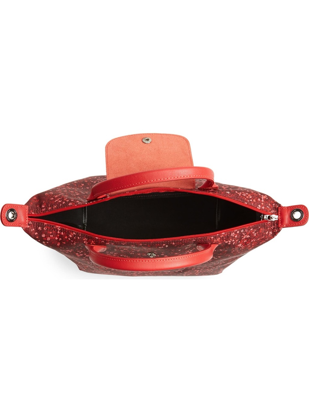 Longchamp Red Floral Top-Handle Tote - Picture 4 of 6